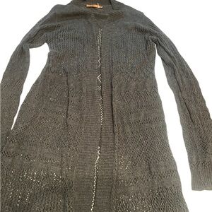 Belldini Long Sleeve Gray Open-Knit Women's Sweater, size Large